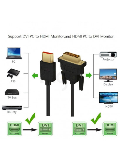 כבל DVI  - לHDMI  באורך 3 מטר אקונומי