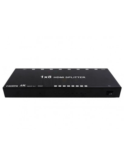 מפצל HDMI ל-8 מסכים מוגבר 4K@60hz HEAVY DUTY HDCP2.2