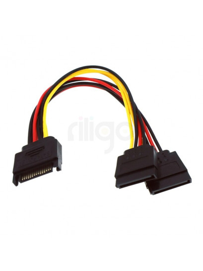 מפצל SATA חשמל כוח - 2 חיבורים SATA באורך 0.15 ס"מ