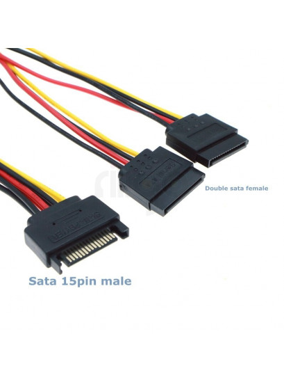 מפצל SATA חשמל כוח - 2 חיבורים SATA באורך 0.15 ס"מ