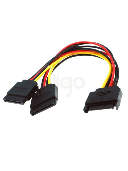 מפצל SATA חשמל כוח - 2 חיבורים SATA באורך 0.15 ס"מ