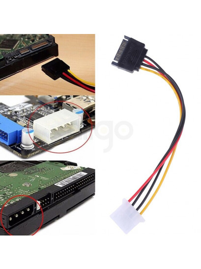 כבל MOLEX נקבה לחיבור SATA זכר באורך 0.15 ס"מ