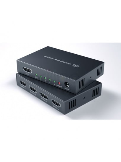מפצל HDMI 1.4 מוגבר ל-4 מסכים בו זמנית, תומך 4K@30hz איכותי