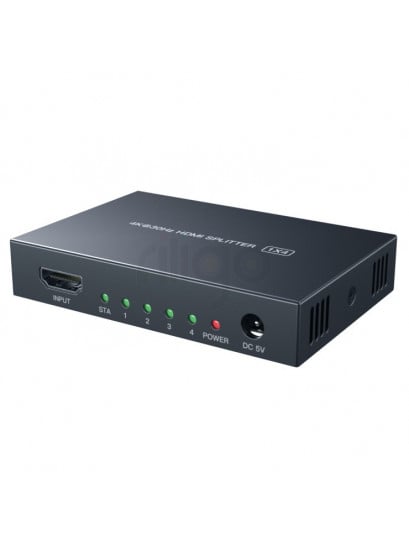 מפצל HDMI 1.4 מוגבר ל-4 מסכים בו זמנית, תומך 4K@30hz איכותי