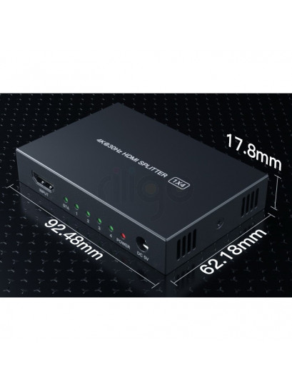 מפצל HDMI 1.4 מוגבר ל-4 מסכים בו זמנית, תומך 4K@30hz איכותי
