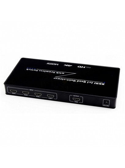 מתאם תצוגה 4 כניסות HDMI ליציאה אחת | תצוגת מסך מפוצל (HDMI Quad) + מיתוג חלק (Seamless) | תמיכה ב-4K
