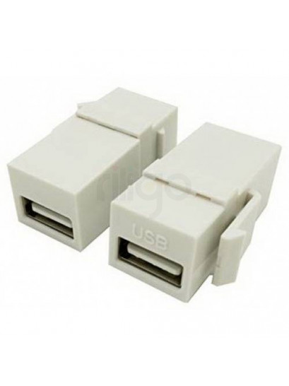 שני מתאמי USB 2.0 נקבה-נקבה לבנים לשקע קיסטון