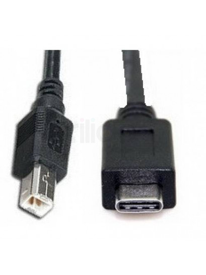 כבל USB שחור עם מחבר Type-C ומחבר USB 2.0 Type B