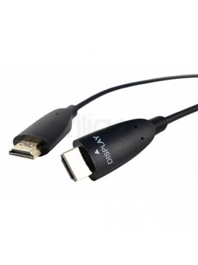 כבל HDMI שחור עם מחברי HDMI מוזהבים, כיתוב DISPLAY על אחד המחברים