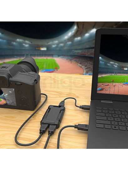 מתאם לכידת HDMI ל-USB3.0, להעברת תכני HD למחשב, עם HDMI LOOP OUT ו-MIC IN, תומך 4K@60HZ (לא לממירי כבלים)