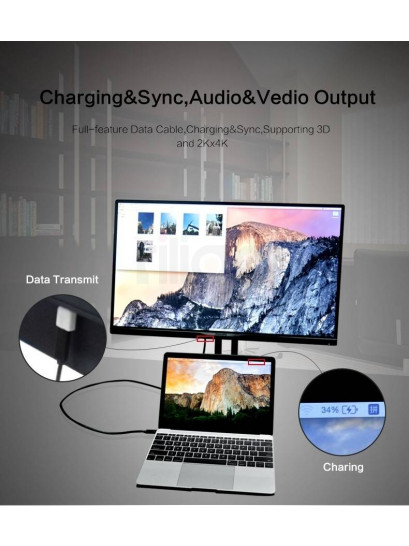 כבל AOC 10Gbps 60W USB3.2 GEN2, תקע USB C זכר - C זכר, תומך אודיו/וידאו 8k@60hz באורך 10 מטר TopX