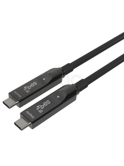 כבל AOC 10Gbps 60W USB3.2 GEN2, תקע USB C זכר - C זכר, תומך אודיו/וידאו 8k@60hz באורך 5 מטר TopX