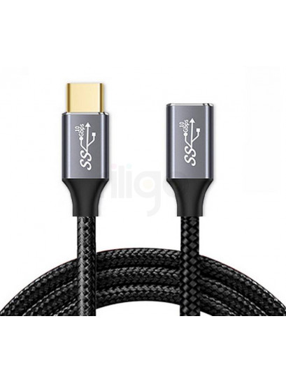 כבל מאריך 10Gbps 100W USB3.2 GEN2, תקע USB C זכר - C נקבה, תומך אודיו/וידאו 4k@60hz באורך 2 מטר TopX
