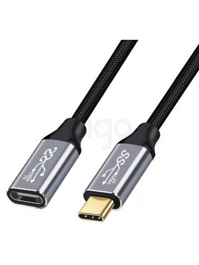 כבל מאריך 10Gbps 100W USB3.2 GEN2, תקע USB C זכר - C נקבה, תומך אודיו/וידאו 4k@60hz באורך 1 מטר TopX