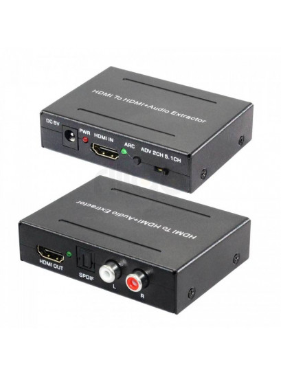 ממיר מכניסת HDMI ליציאות HDMI + אודיו אופטי S/PDIF + אודיו אנלוגי, רוחב פס 18Gbps,  תומך HDMI2.0 4K@60HZ 4:4:4 HDCP2.2 ARC - מחלץ אודיו מ-HDMI