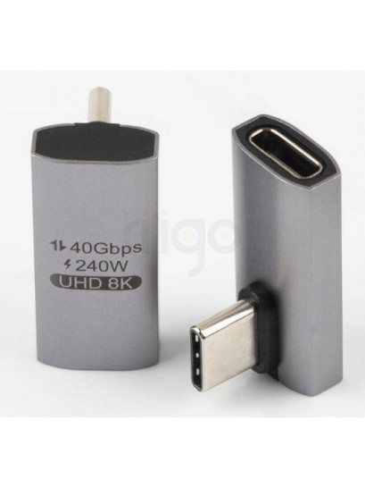 מתאם USB C זוויתי זכר-נקבה דגם C31.763 אלומינום תומך 40Gbps 240W 8K@60HZ