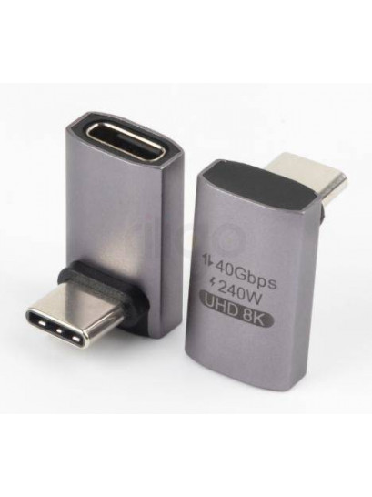מתאם USB C זוויתי זכר-נקבה דגם C31.762 אלומינום תומך 40Gbps 240W 8K@60HZ