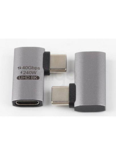 מתאם USB C זוויתי זכר-נקבה דגם C31.761 אלומינום תומך 40Gbps 240W 8K@60HZ