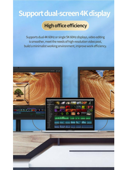 כבל  40Gbps 240W 8K@60HZ USB 4.0, תקע USB C זכר - C זכר 0.5 מטר