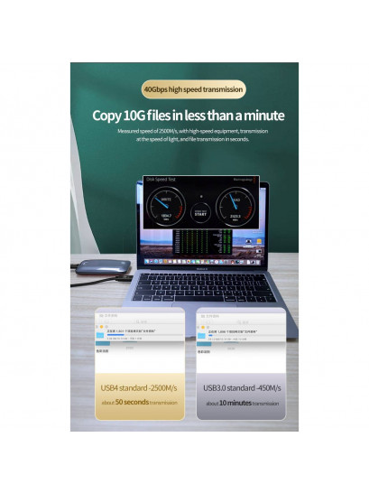 כבל USB 4.0 שחור Type-C זכר-זכר עם לוגו 40Gbps ו-TopX Cables
