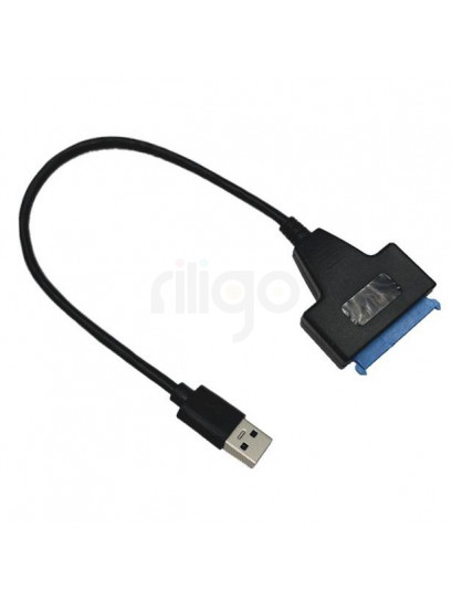 כבל מתאם שחור USB 3.0 זכר ל-SATA 22P עם חיבור DC
