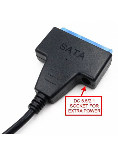 כבל מתאם שחור USB 3.0 זכר ל-SATA 22P עם חיבור DC