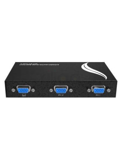 קופסת מיתוג KVM מ-2 מחשבים לעמדת עבודה אחת VGA + USB, כולל כבלים