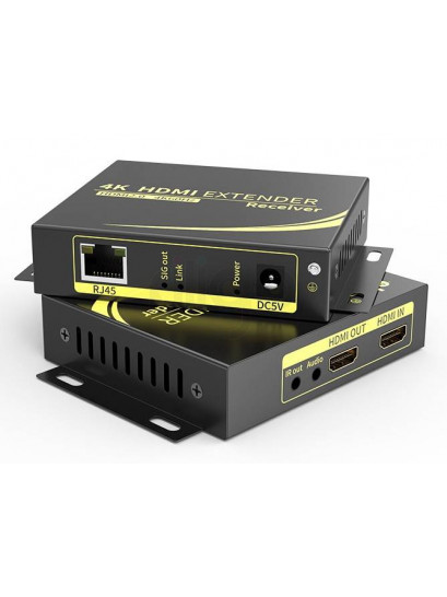 מרחיק KVM HDMI+USB+IR על CAT6 עד 60מ ב-4K@60HZ עד 100מ ב-1080P@60HZ
