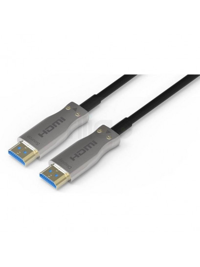 כבל HDMI AOC שחור עם מחברי HDMI כסופים, מסומנים Source ו-Display