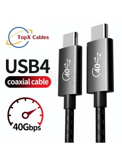 כבל  40Gbps 240W 8K@60HZ USB 4.0, תקע USB C זכר - C זכר 1.5 מטר