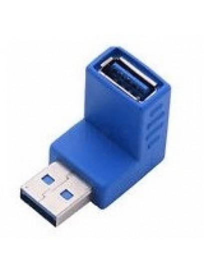 מתאם USB 3.0 כחול זוויתי 90 מעלות, חיבור זכר לנקבה