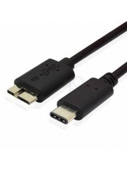 כבל USB שחור עם מחבר Type-C ומחבר Micro B 3.0