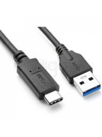 כבל USB שחור עם מחבר Type-C ומחבר USB 3.0 Type-A כחול
