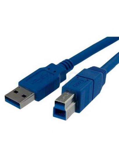 כבל USB 3.0 כחול עם מחברי USB A ו-USB B