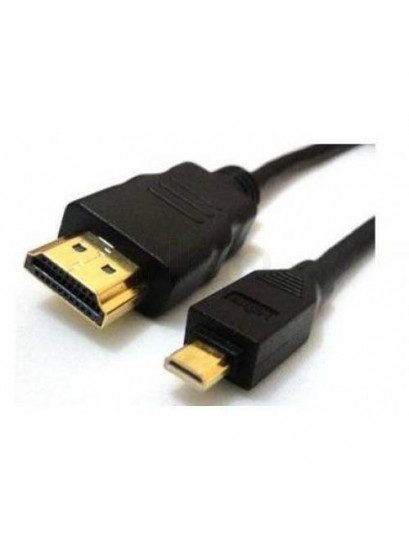 כבל HDMI שחור עם מחברים מוזהבים, HDMI סטנדרטי ומיקרו HDMI