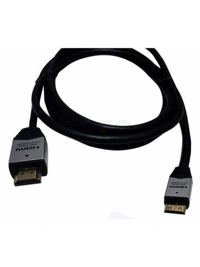 כבל HDMI שחור עם מחברי HDMI ו-Mini HDMI מוזהבים