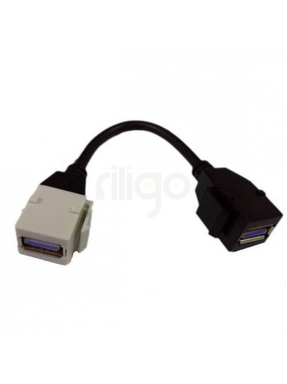 כבל USB 3.0 קיסטון שחור-לבן עם חיבורי נקבה