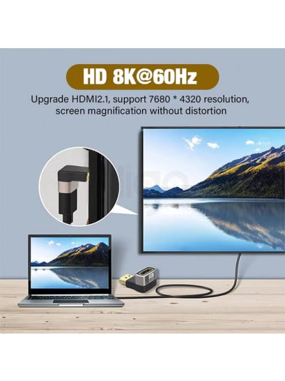 מתאם HDMI 2.1 זווית 90 מעלות זכר לנקבה כלפי מטה – תומך 4K/8K
