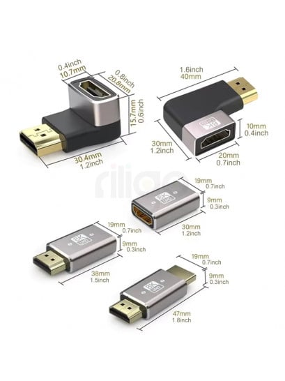 מתאם HDMI 2.1 זווית 90 מעלות זכר לנקבה ימין – תומך 4K/8K