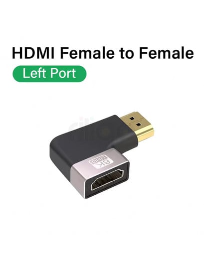 מתאם HDMI 2.1 זווית 90 מעלות זכר לנקבה שמאל – תומך 4K/8K