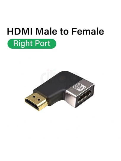 מתאם HDMI 2.1 זווית 90 מעלות זכר לנקבה ימין – תומך 4K/8K