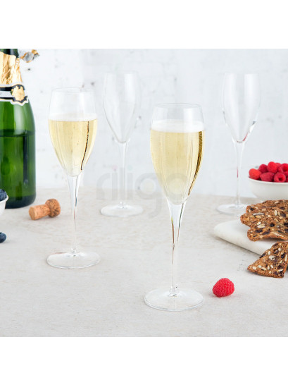 סט 4 כוסות לשמפניה מים/יין מקריסטל 220 מ"ל Prosecco