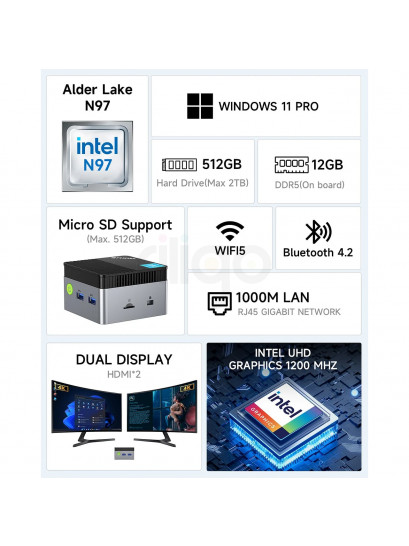 GMK-G5 - מיני PC עוצמתי וקומפקטי עם Windows 11 Pro ואחריות 3 שנים