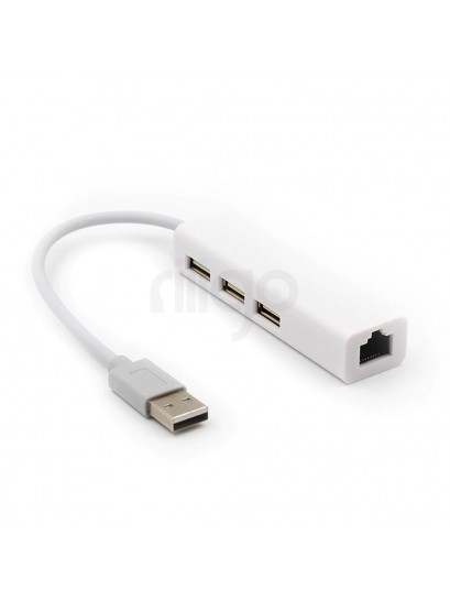 מפצל/מתאם USB 2.0 ל 3 חיבורי USB2.0 + חיבור לרשת