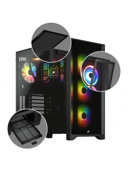 מארז מואר למחשב CORSAIR iCUE 4000X - שחור