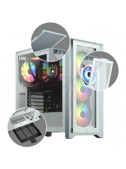 מארז מואר למחשב CORSAIR iCUE 4000X - לבן