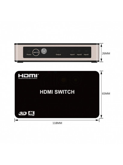 סוויטש מיתוג HDMI דו-כיוונית מ-3 מכשירים למכשיר אחד 4K 60Hz