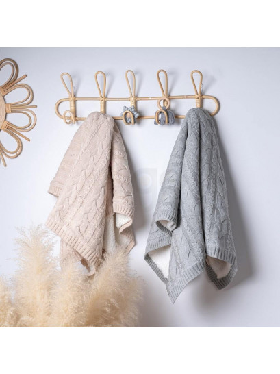 שמיכה סרוגה דו צדדית שרפא לתינוק - אפור