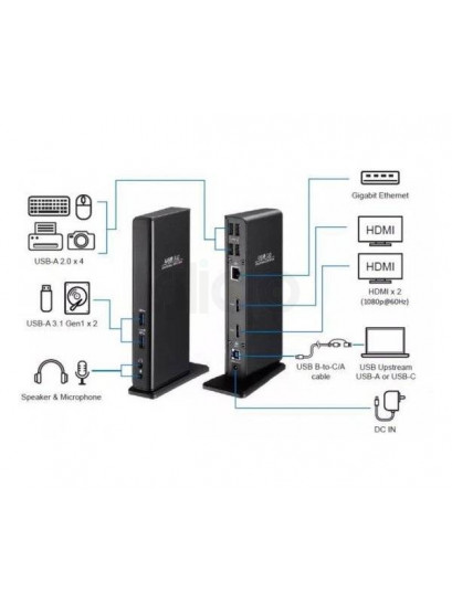 תחנת עגינה Gold Touch מתקדמת | Dual HDMI | חיבורי USB-C, USB ו-LAN מהירים