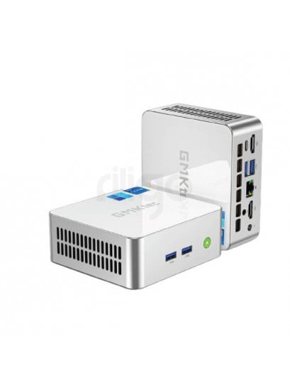 מחשב מיני GMK-M3 בצבע כסוף-לבן עם חיבורי USB, HDMI, DP ו-Type-C